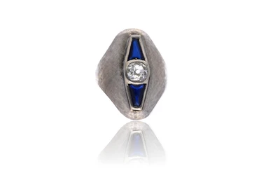 Anello con diamante e zaffiri - Asta Preziosi Anello con diamante e zaffiri - Asta Preziosi