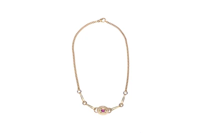 Collana con diamanti e rubino - Asta Preziosi