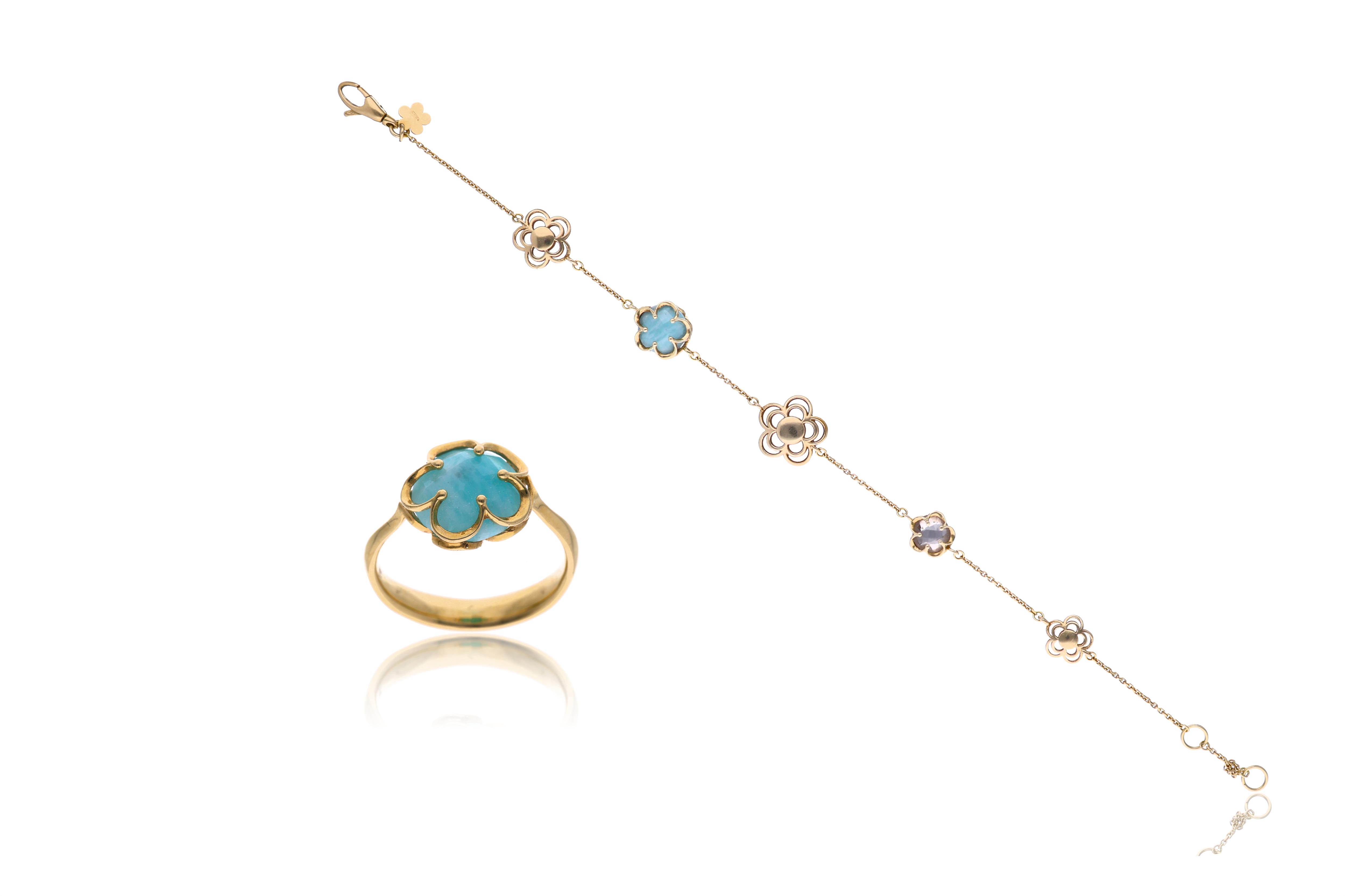 Parure composta da bracciale e anello con pietre - Asta Preziosi