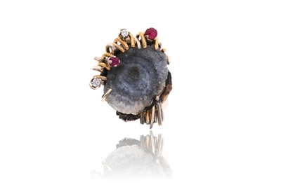 Anello con diamanti, rubini e minerale - Asta Preziosi Anello con diamanti, rubini e minerale - Asta Preziosi