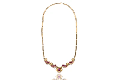 Collana con diamanti, rubini e pietre - Asta Preziosi