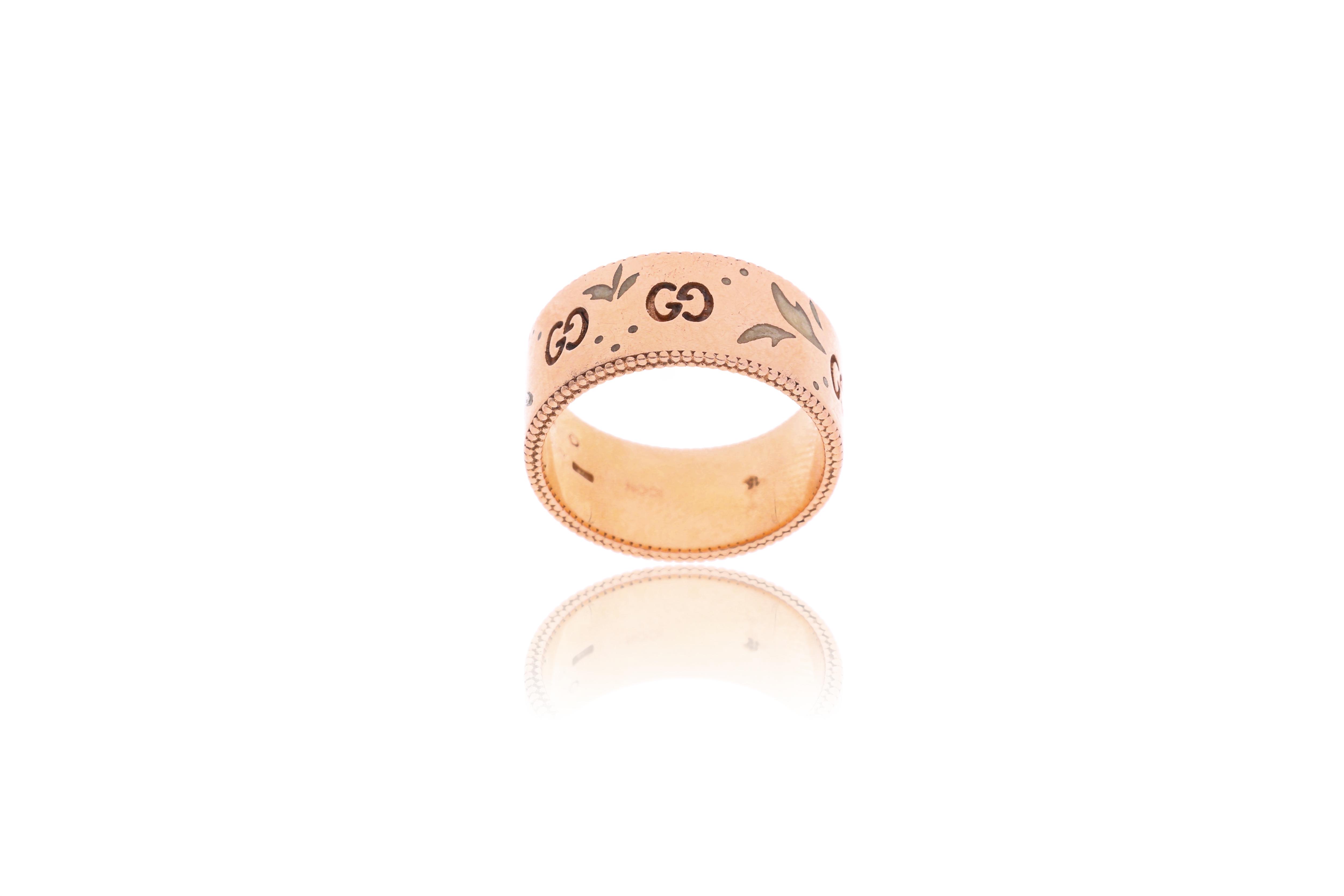 Anello Gucci Icon Blooms con smalto bianco - Asta Preziosi