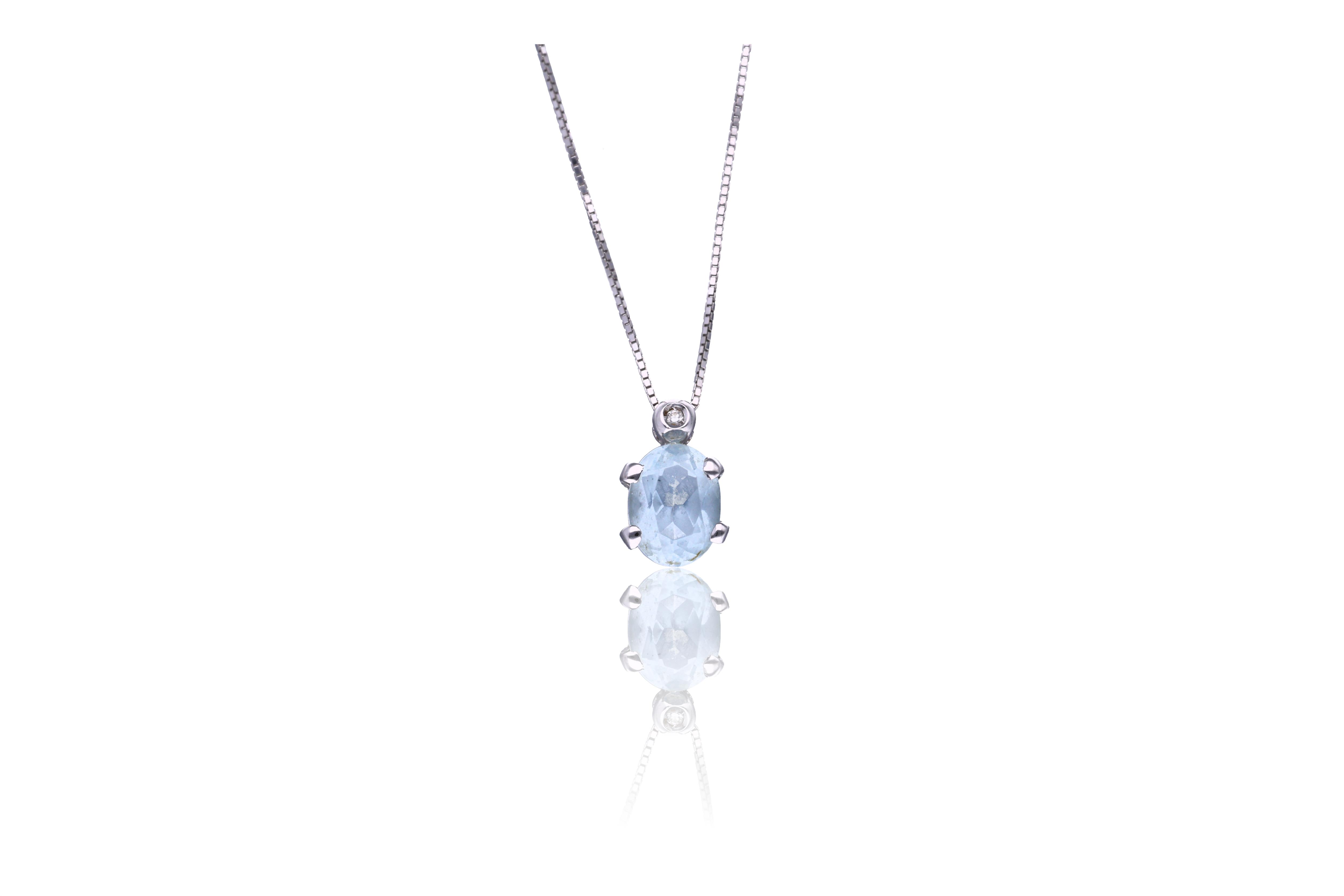 Collana e ciondolo con acquamarina e diamante - Asta Preziosi
