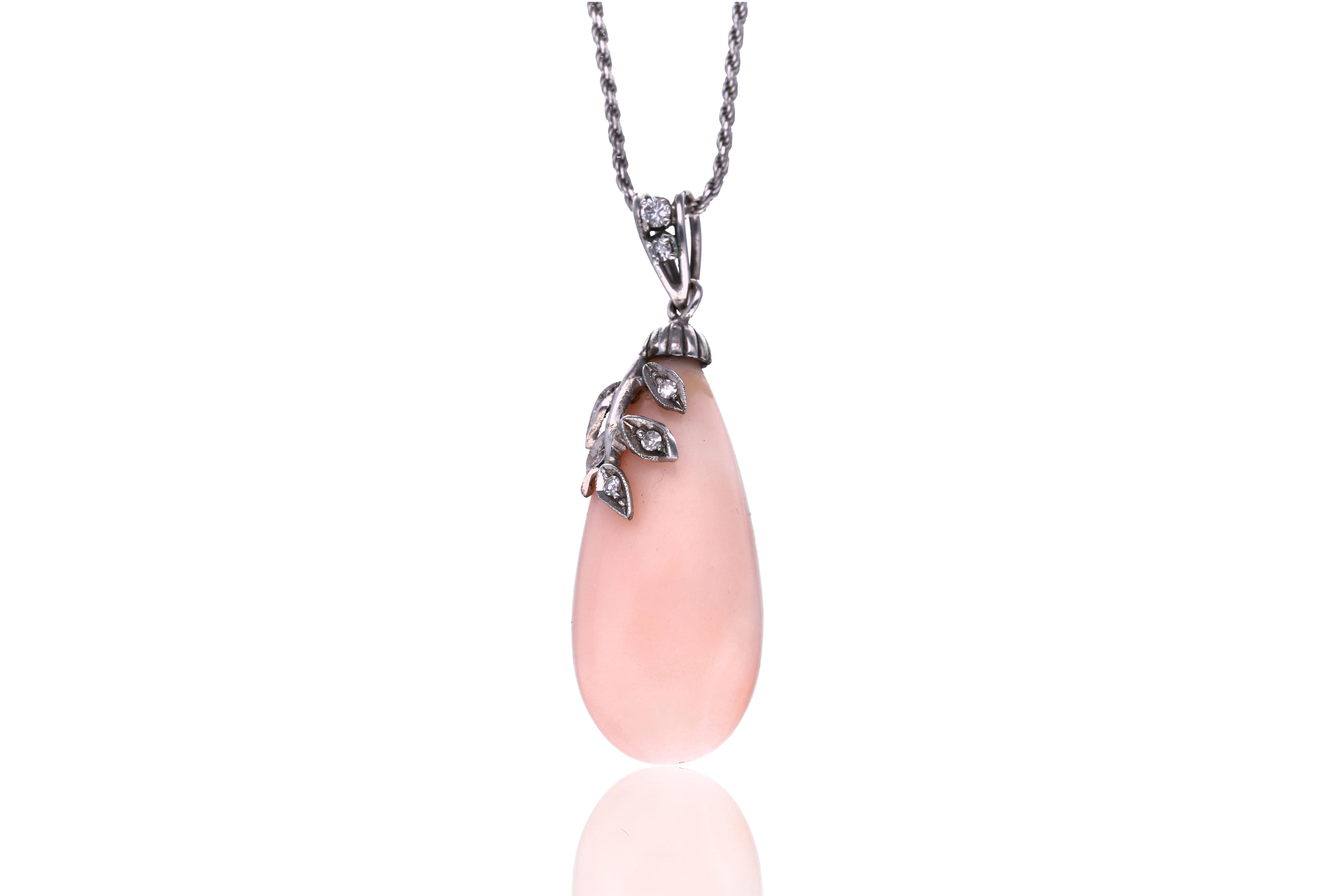 Collana e pendente con corallo e diamanti - Asta Preziosi