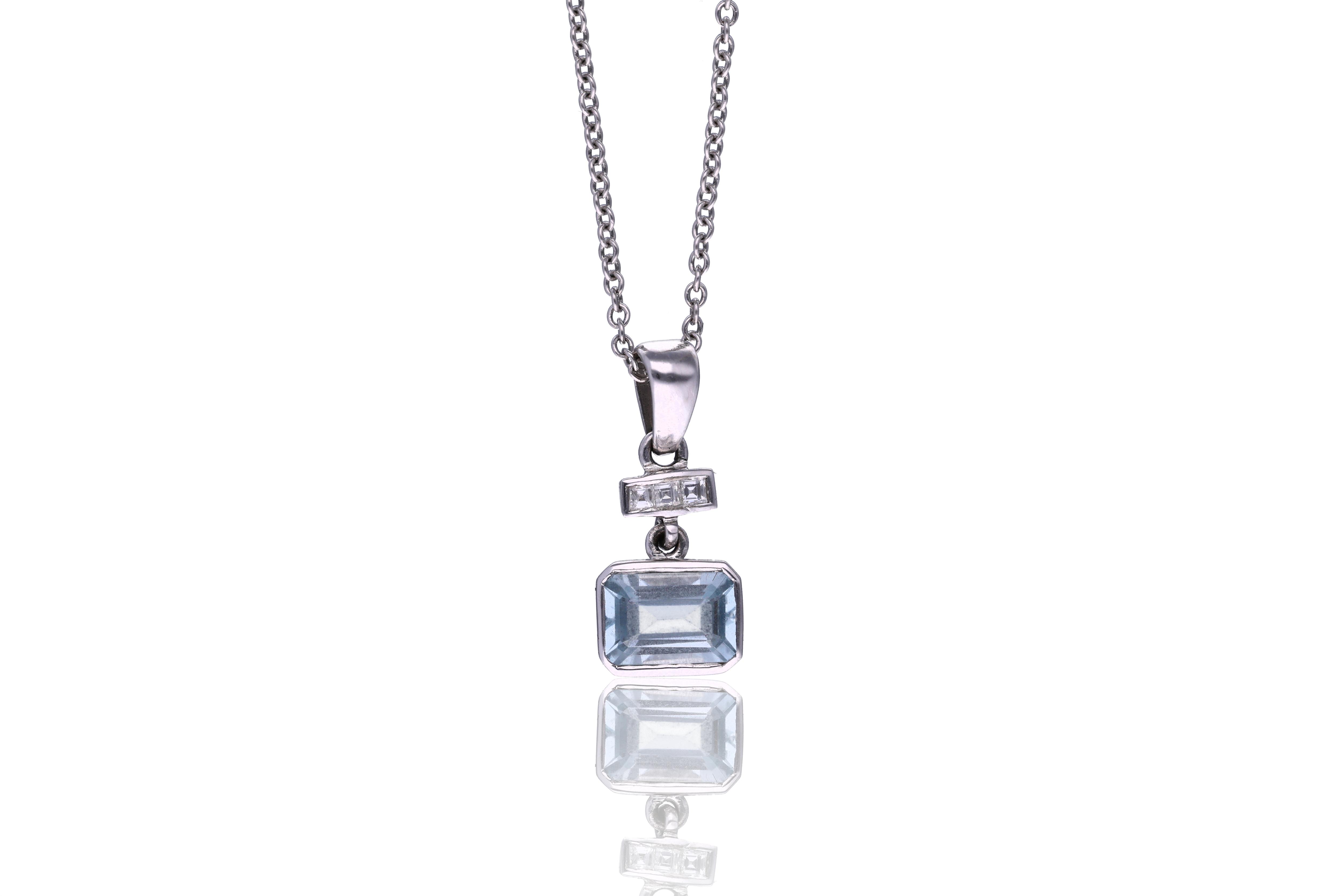 Collana, ciondolo con acquamarina e diamanti - Asta Preziosi