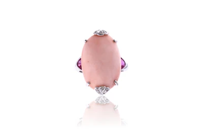 Anello con corallo, diamanti e pietre - Asta Preziosi Anello con corallo, diamanti e pietre - Asta Preziosi