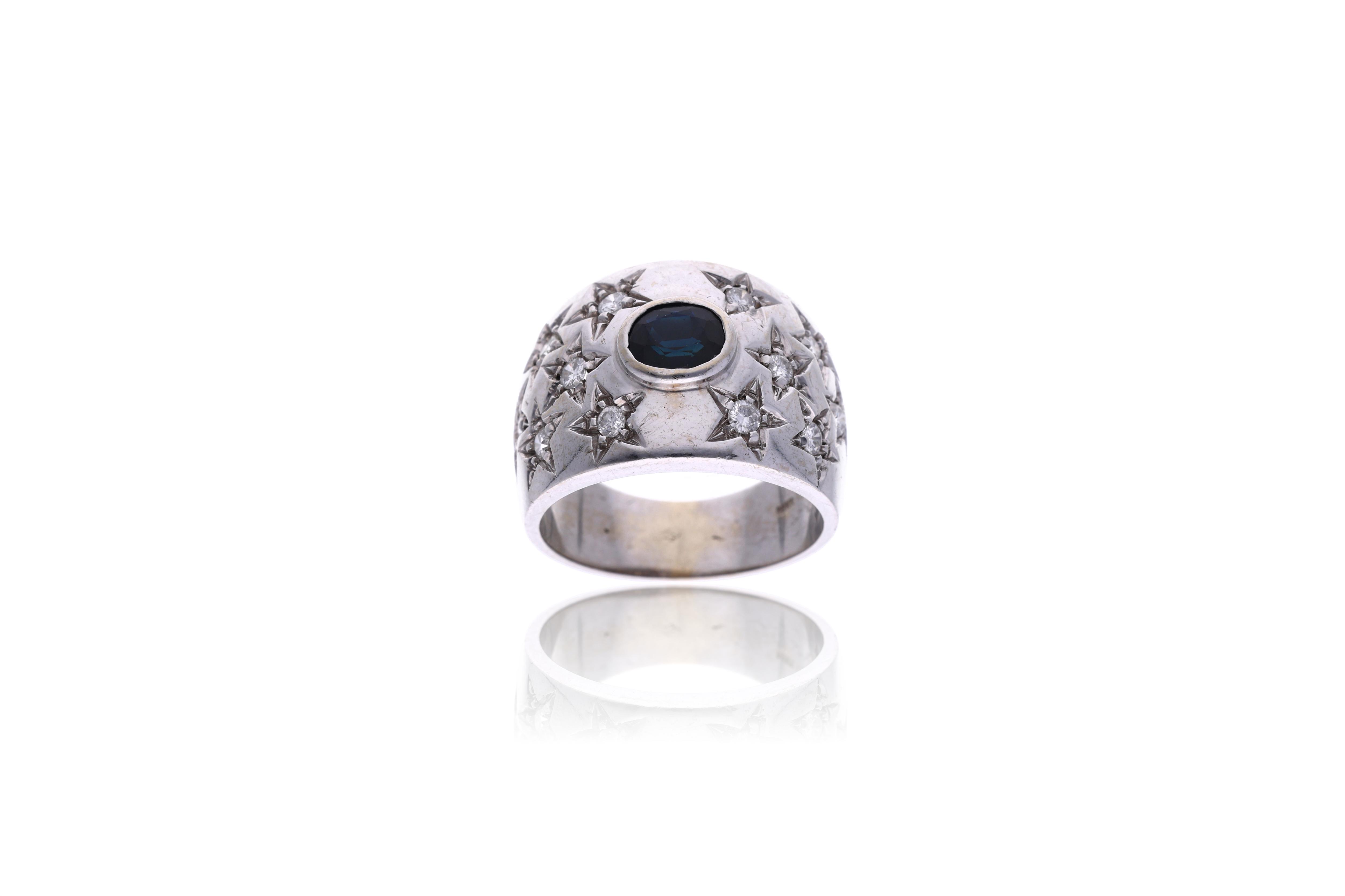 Anello con diamanti e zaffiro - Asta Preziosi