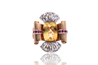 Anello con quarzo citrino, diamanti e rubini - Asta Preziosi