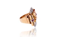 Anello con quarzo citrino, diamanti e rubini - Asta Preziosi