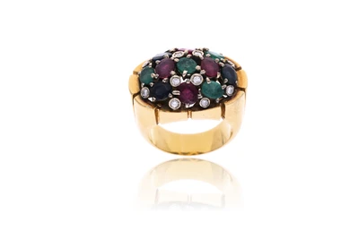 Anello con diamanti, rubini, zaffiri e smeraldi - Asta Preziosi Anello con diamanti, rubini, zaffiri e smeraldi - Asta Preziosi