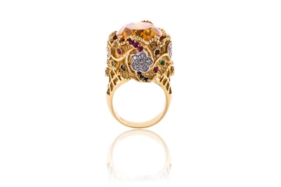 Anello con diamanti, rubini, zaffiri, smeraldi e pietre - Asta Preziosi