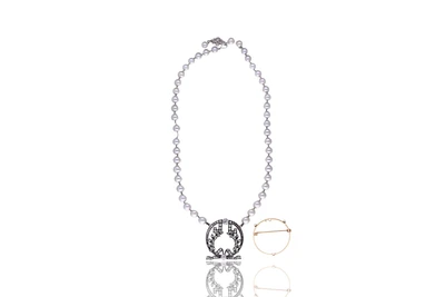 Collana di perle coltivate con diamanti - Asta Preziosi