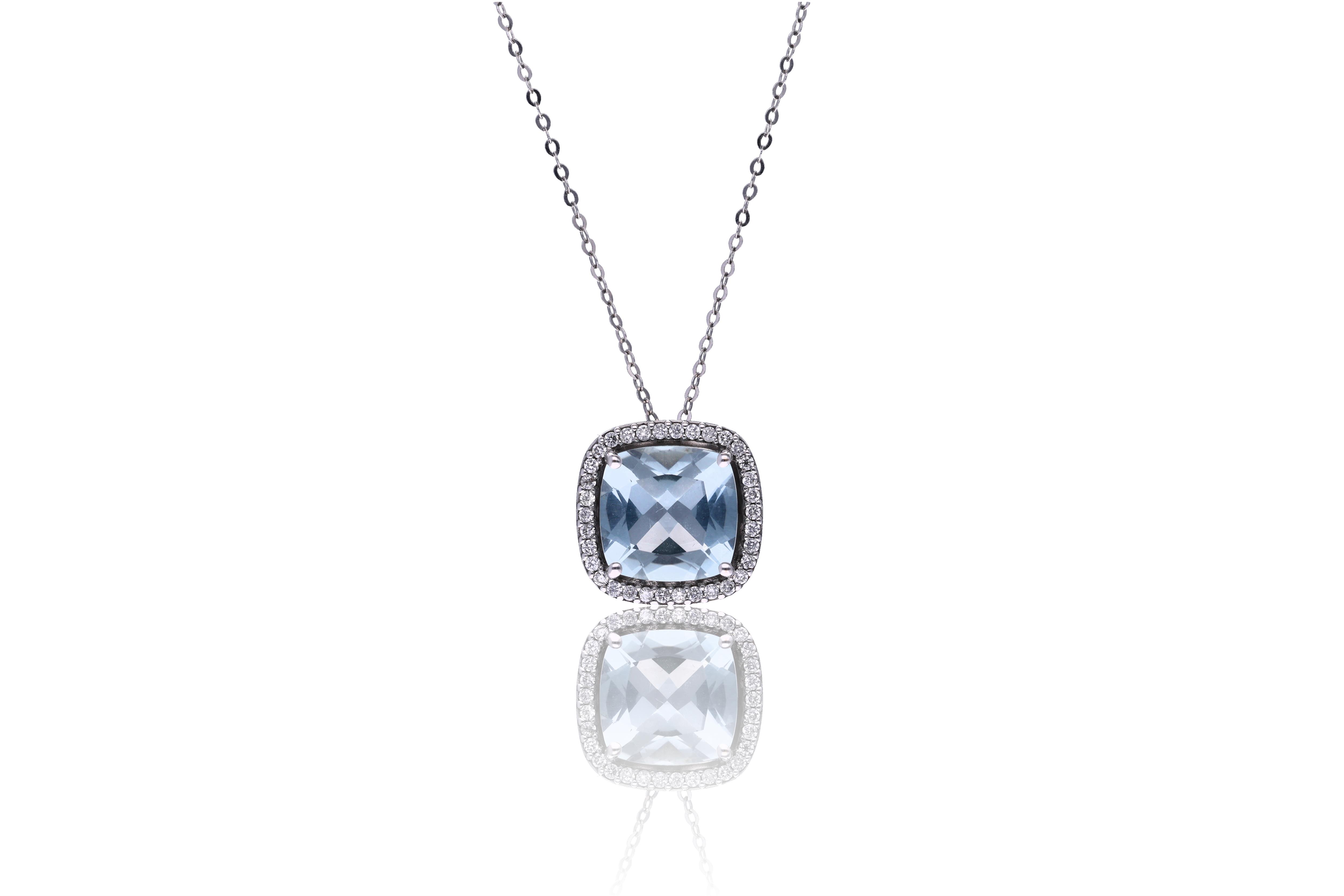 Collana con acquamarina e diamanti - Asta Preziosi