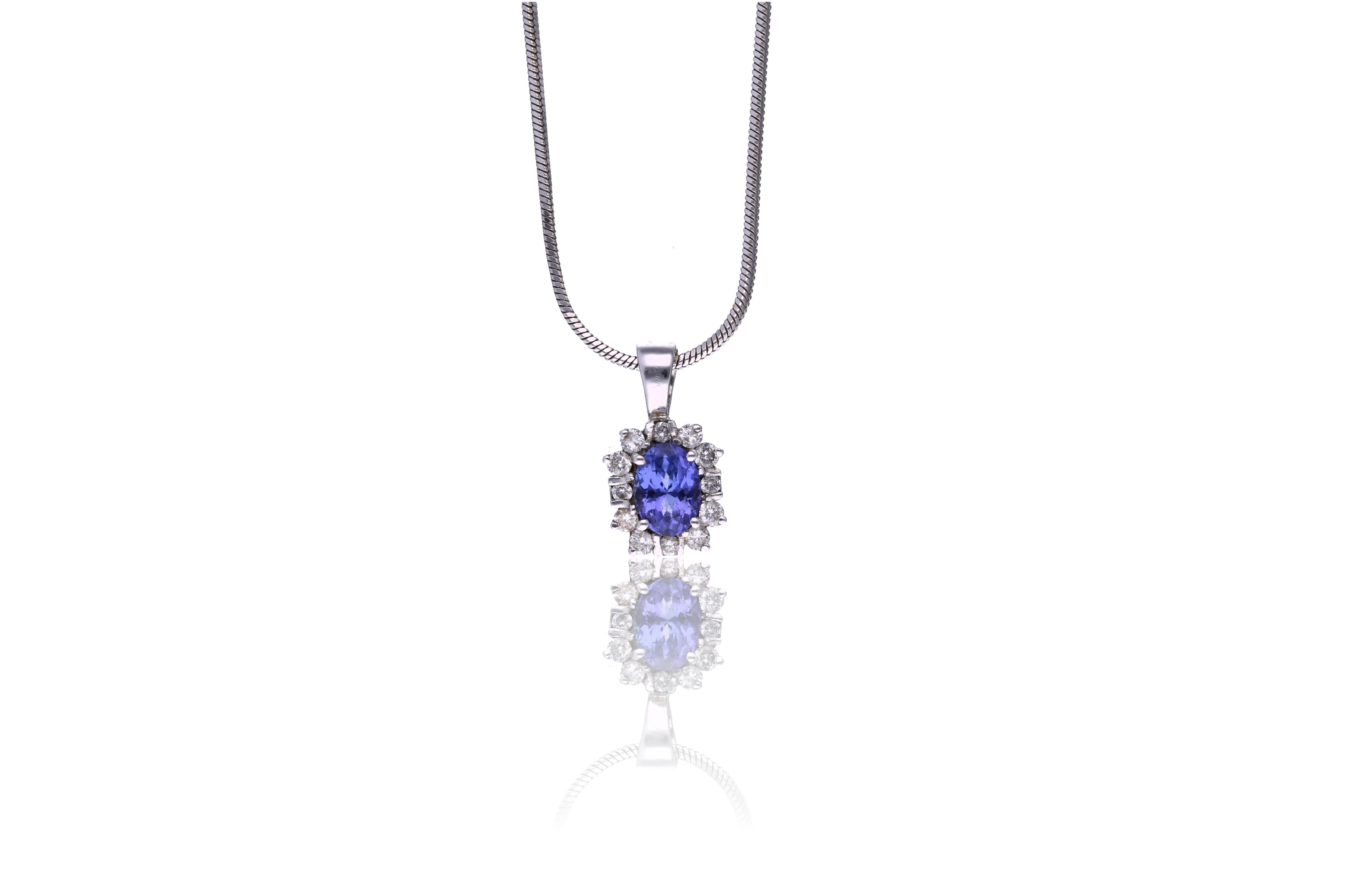 Collana e ciondolo con diamanti, pietre e tanzanite - Asta Preziosi