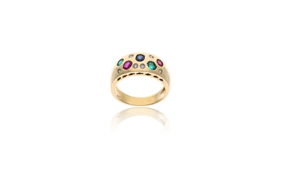 Anello con diamanti, rubini, smeraldi e zaffiro - Asta Preziosi Anello con diamanti, rubini, smeraldi e zaffiro - Asta Preziosi