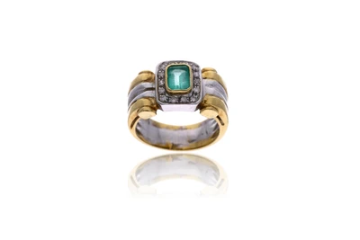 Anello con smeraldo e diamanti - Asta Preziosi Anello con smeraldo e diamanti - Asta Preziosi