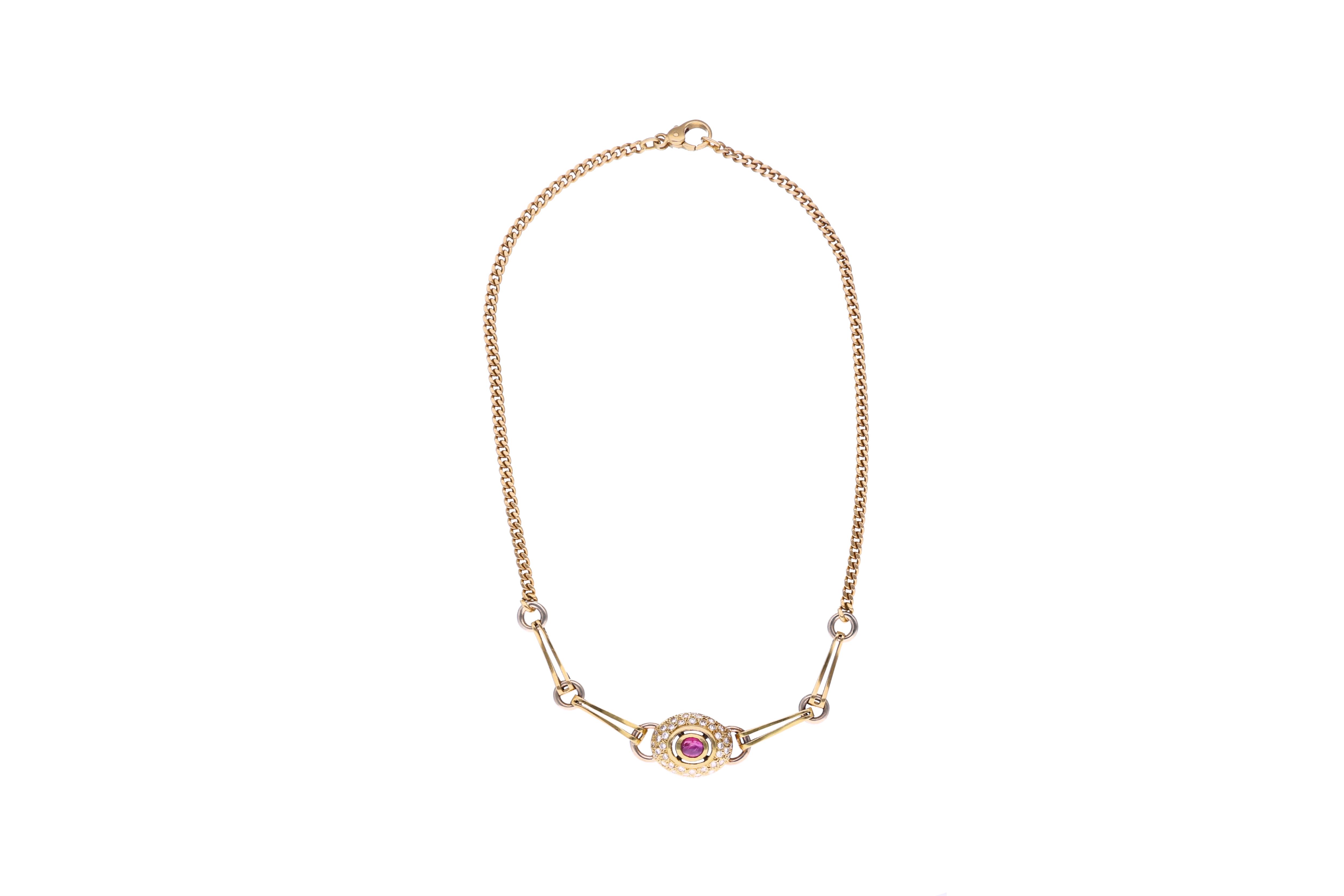 Collana con diamanti e rubino - Asta Preziosi