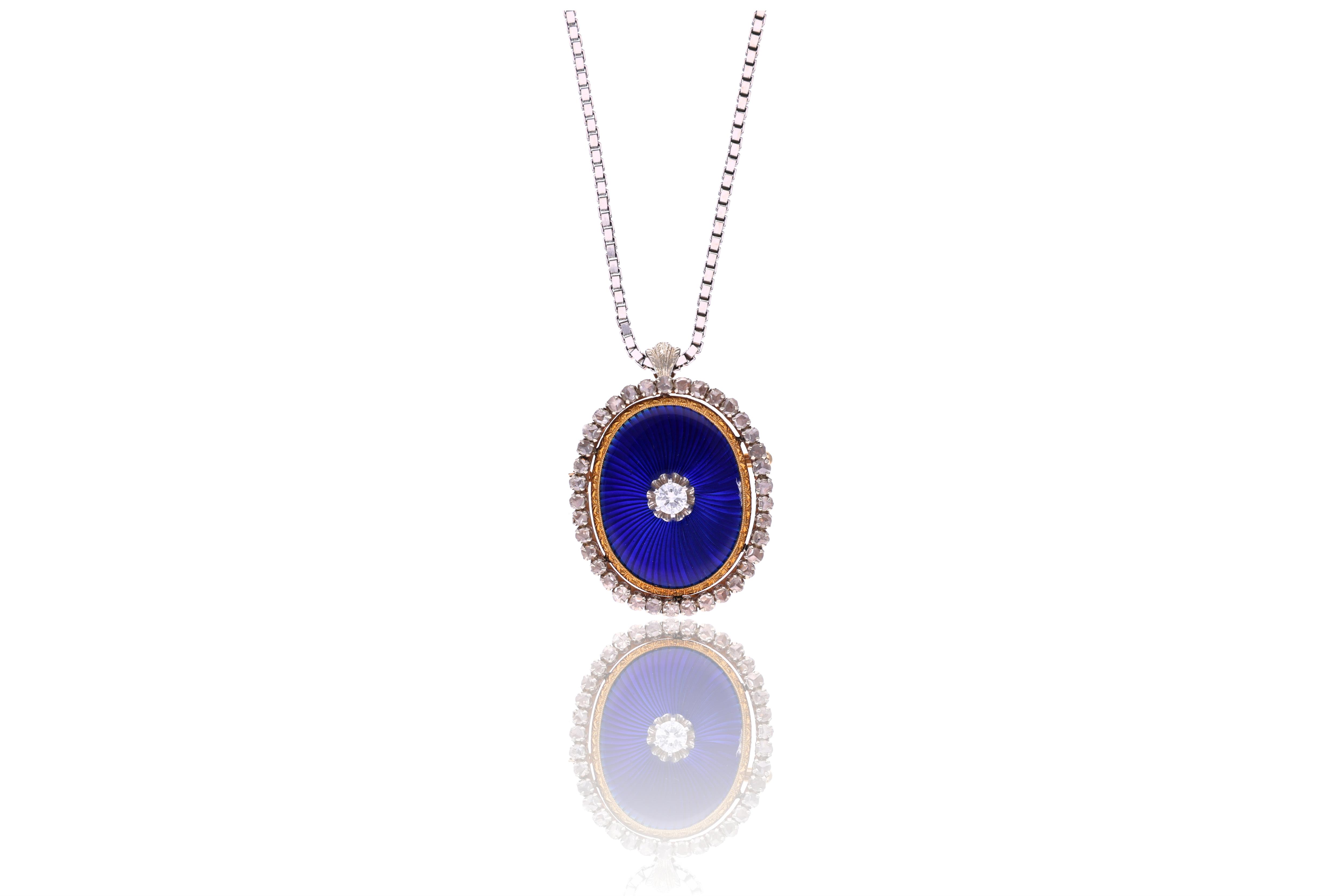 Collana e ciondolo con diamanti e smalti - Asta Preziosi