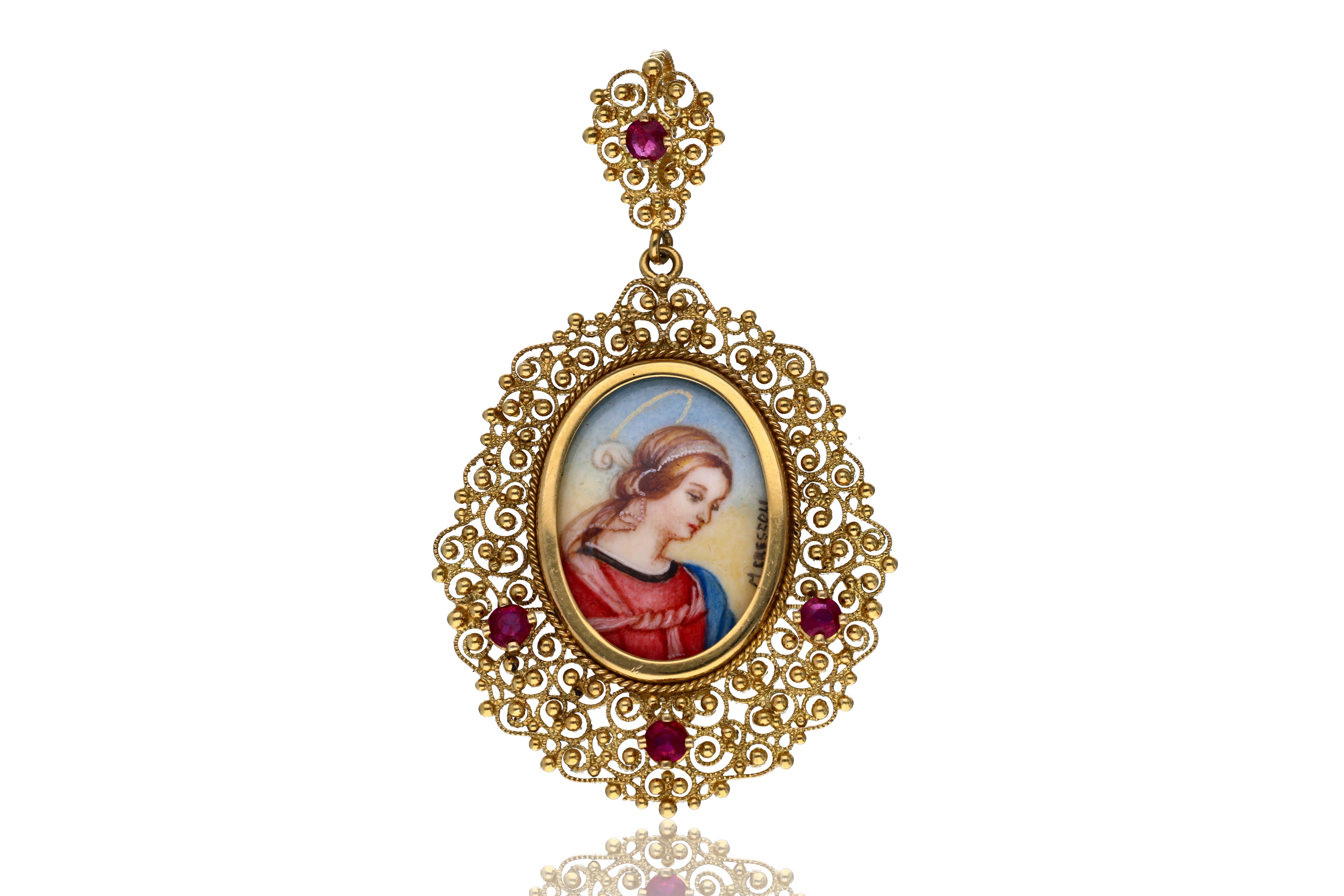 Ciondolo con pietre e miniatura - Asta Preziosi