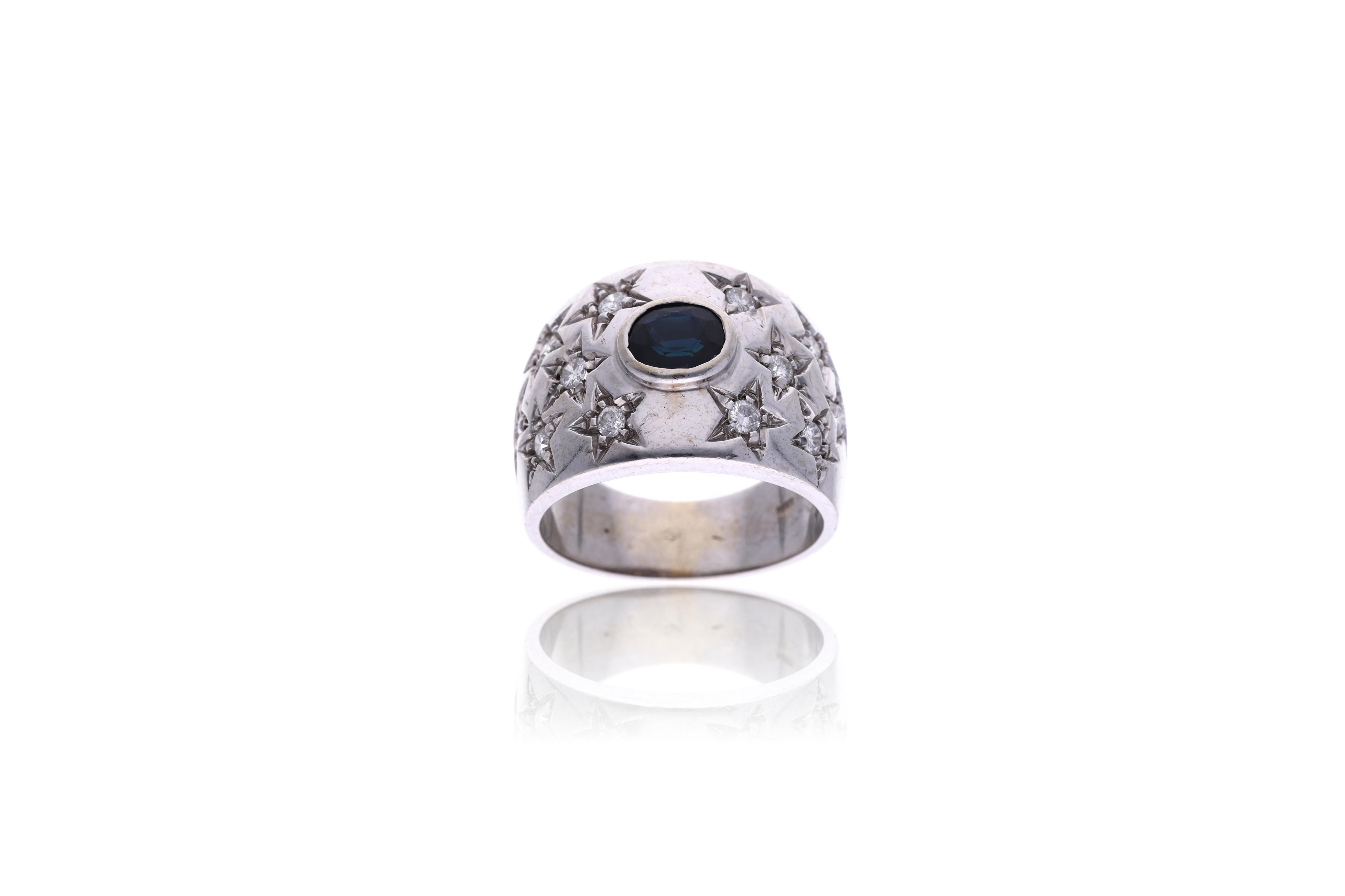 Anello con diamanti e zaffiro - Asta Preziosi