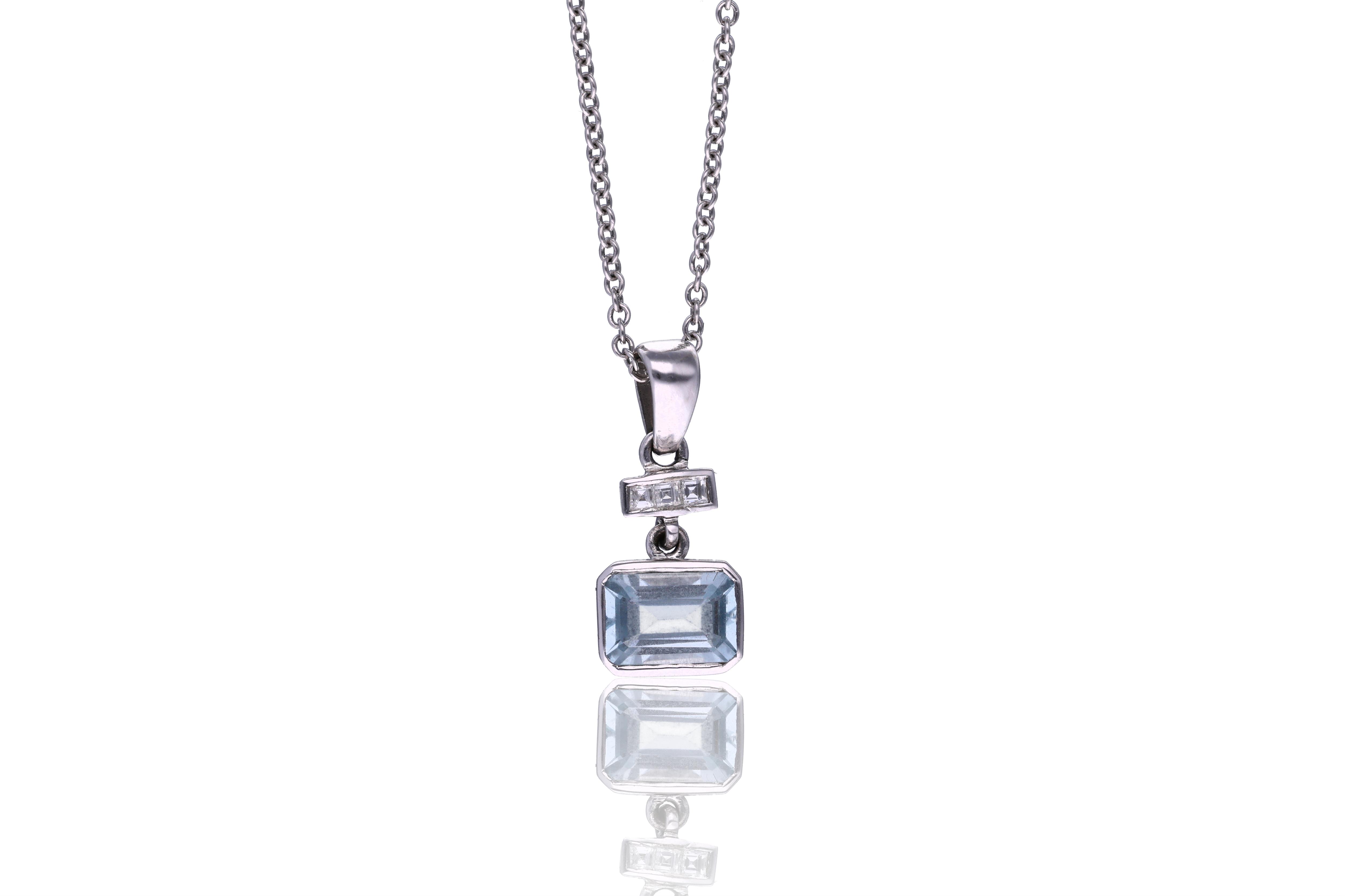 Collana e ciondolo con acquamarina e diamanti - Asta Preziosi
