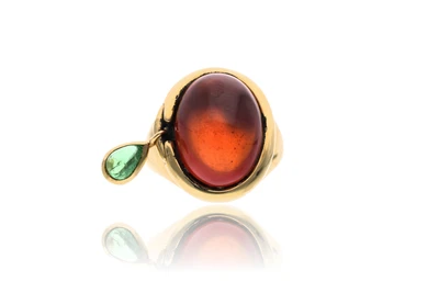 Anello con essonite e cromo tormalina - Asta Preziosi