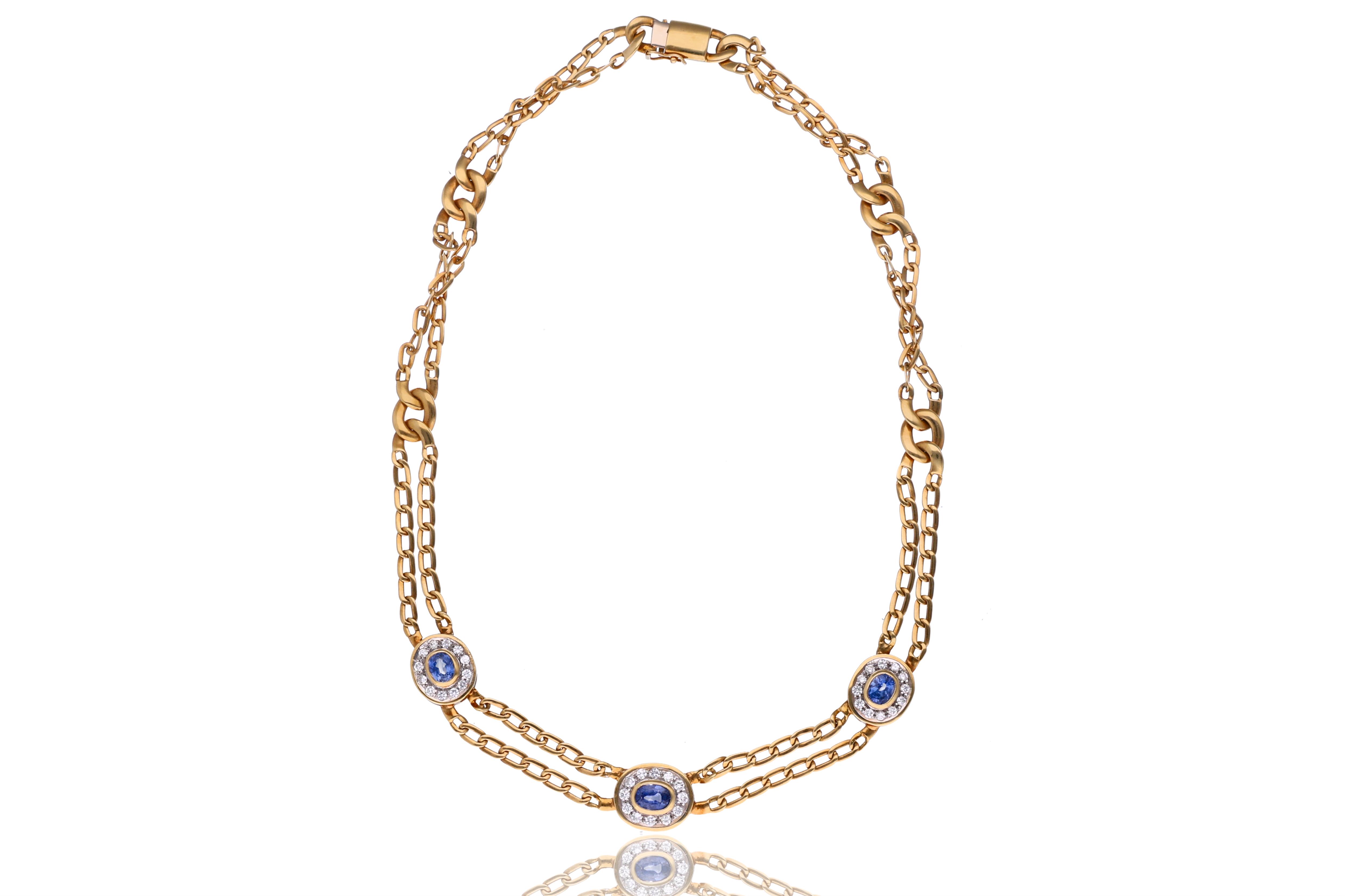 Chimento, collana con diamanti e zaffiri - Asta Preziosi