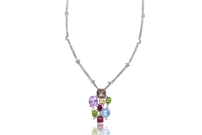 Collana con diamanti, ametista, tormaline, quarzi, peridoti e acquamarina - Asta Preziosi Collana con diamanti, ametista, tormaline, quarzi, peridoti e acquamarina - Asta Preziosi