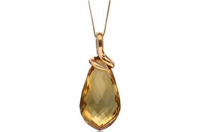 Pendente con quarzo citrino e collana in argento - Asta Preziosi Pendente con quarzo citrino e collana in argento - Asta Preziosi