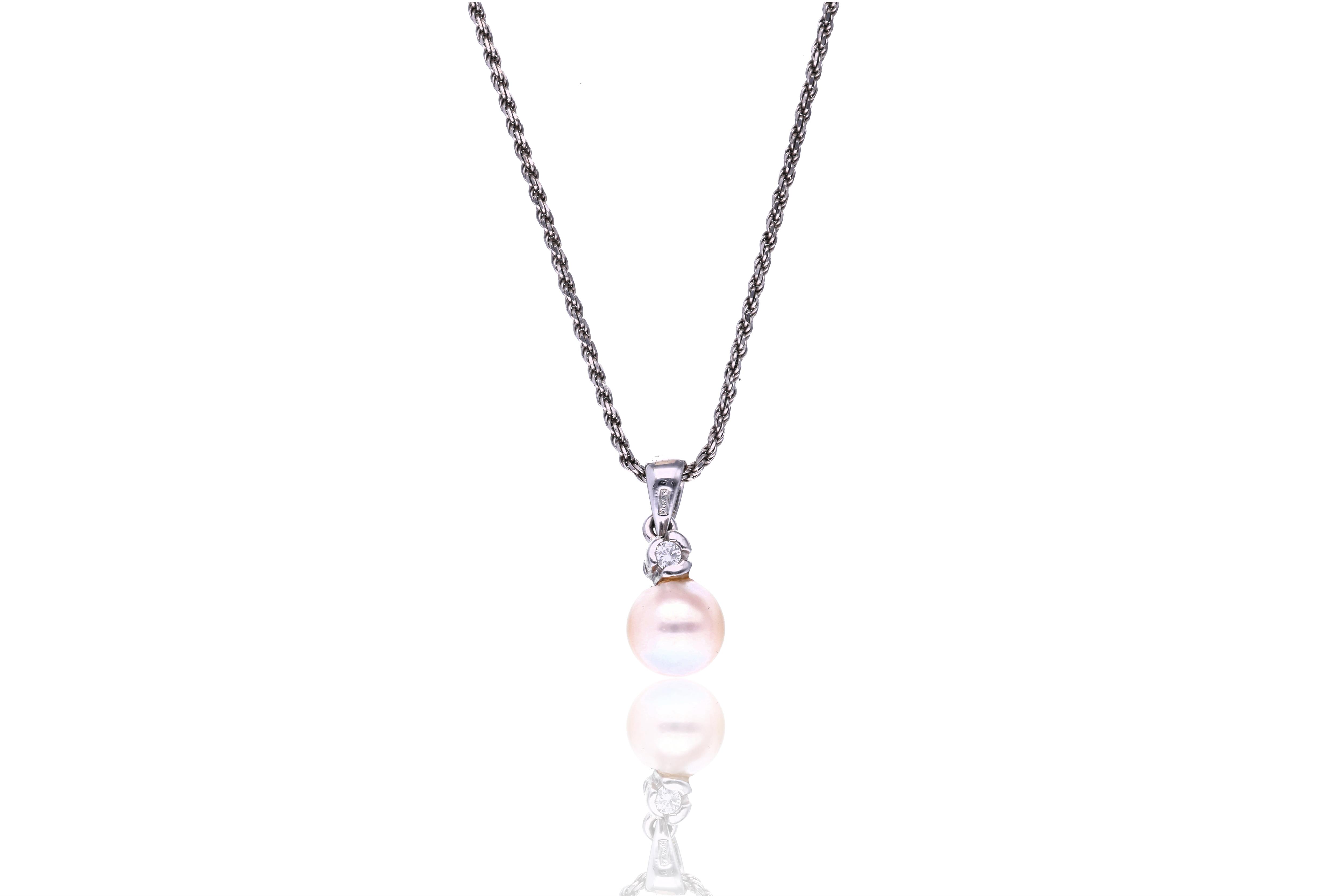 Collana e ciondolo con diamante e perla coltivata - Asta Preziosi