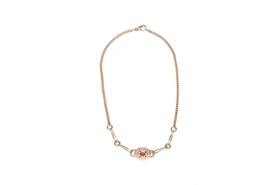 Collana con diamanti e rubino - Asta Preziosi