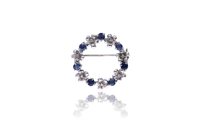 Spilla con diamanti e zaffiri - Asta Preziosi