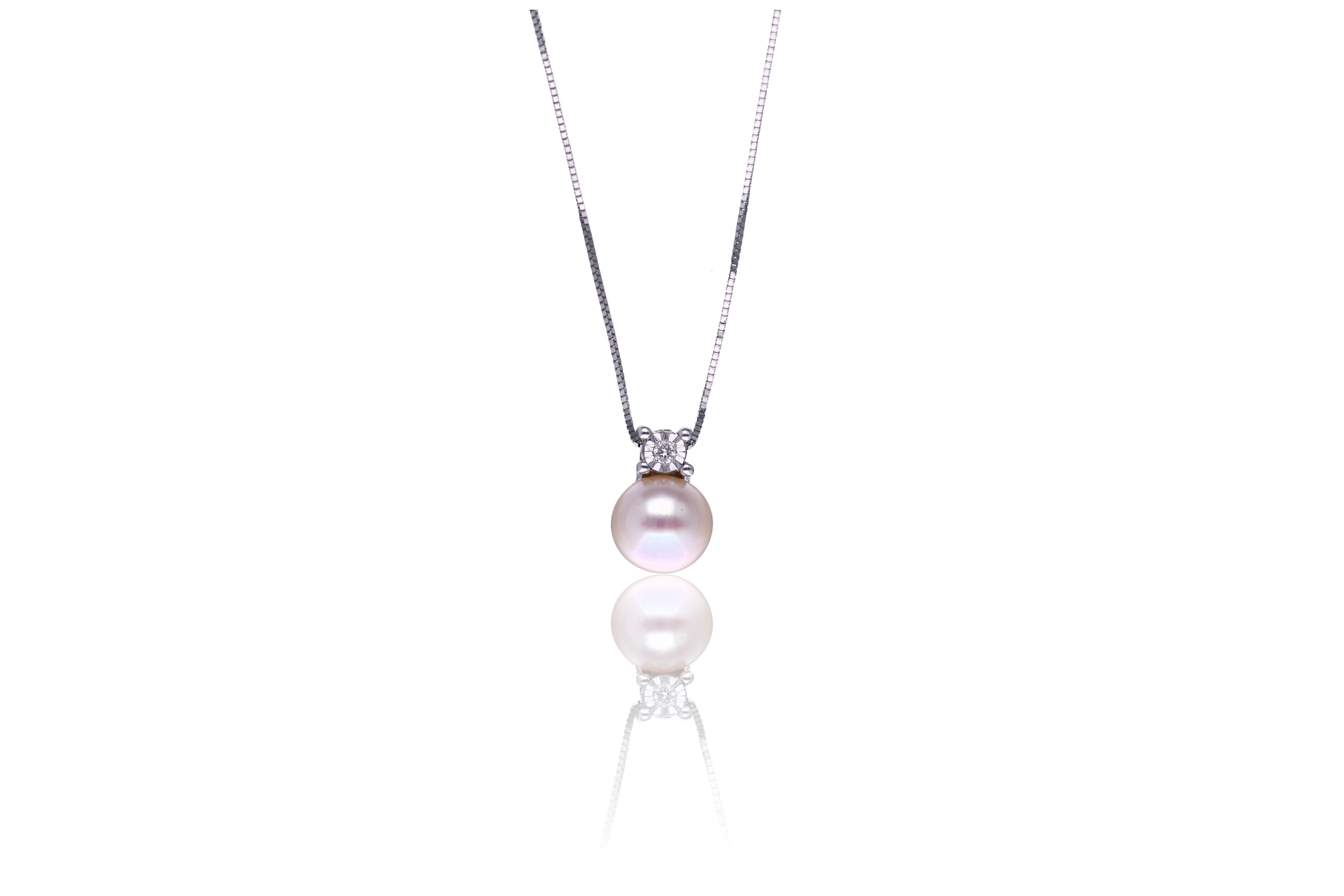 Collana con perla coltivata e diamante - Asta Preziosi