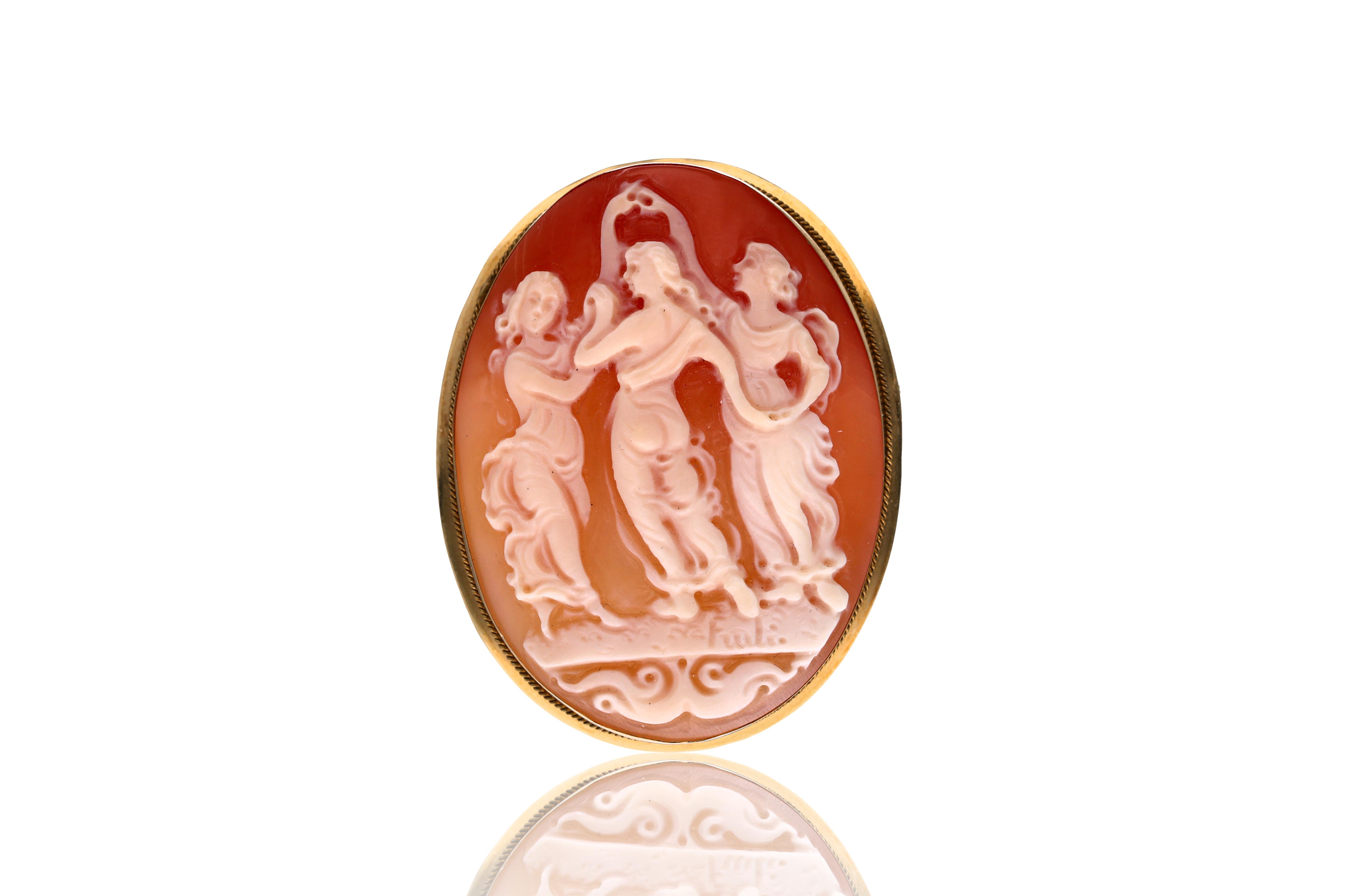 Spilla/ciondolo con cammeo su conchiglia - Asta Preziosi