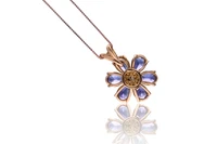 Collana e ciondolo con tanzaniti e diamante - Asta Preziosi