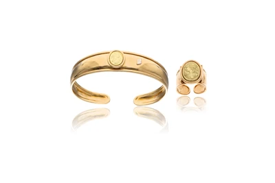 Demi-parure: bracciale e anello in oro - Asta Preziosi
