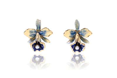 Paio di orecchini con smalti policromi e perle - Asta Preziosi