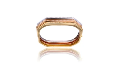 Tre bracciali rigidi con diamanti - Asta Preziosi