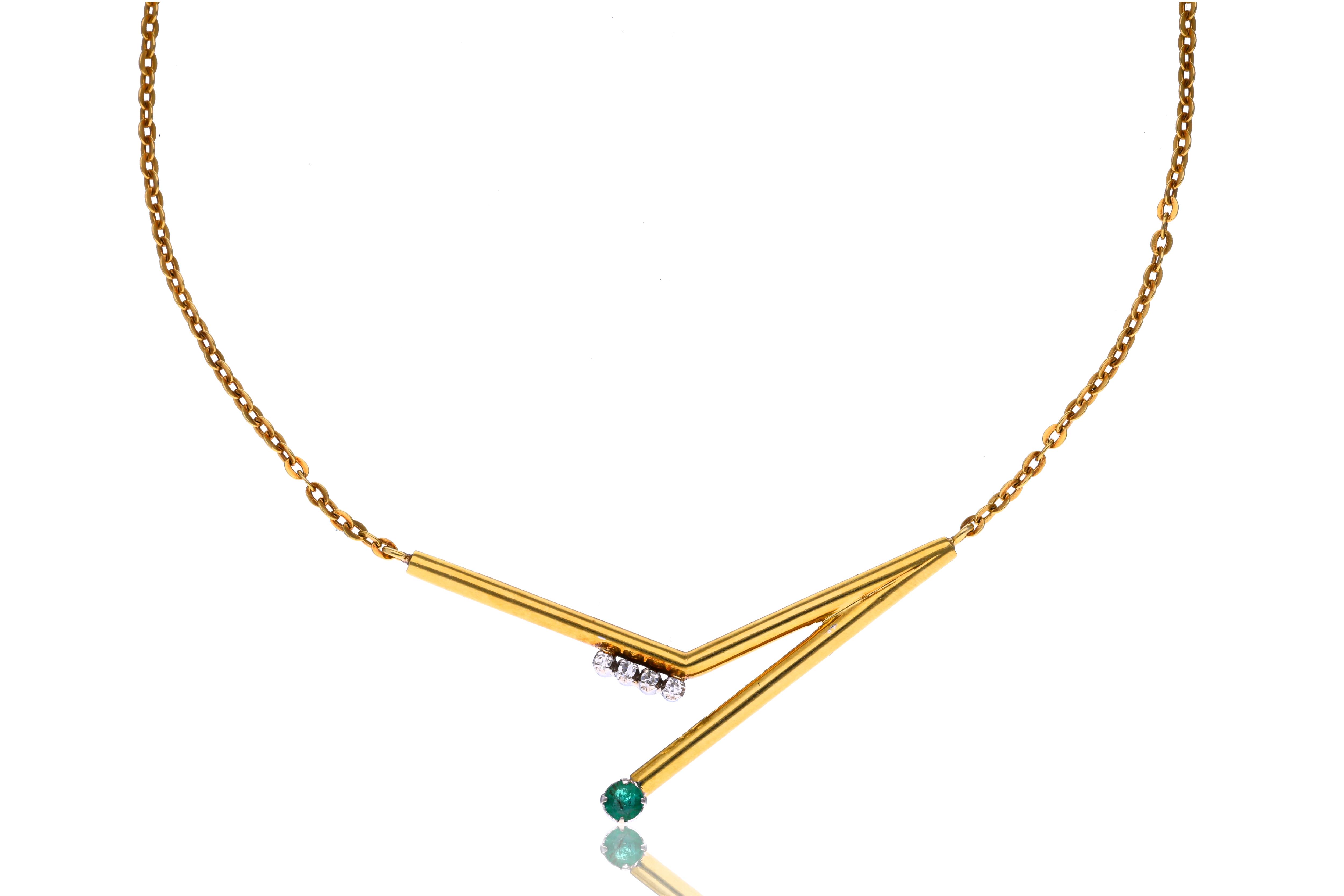 Collana con smeraldo e diamanti - Asta Preziosi