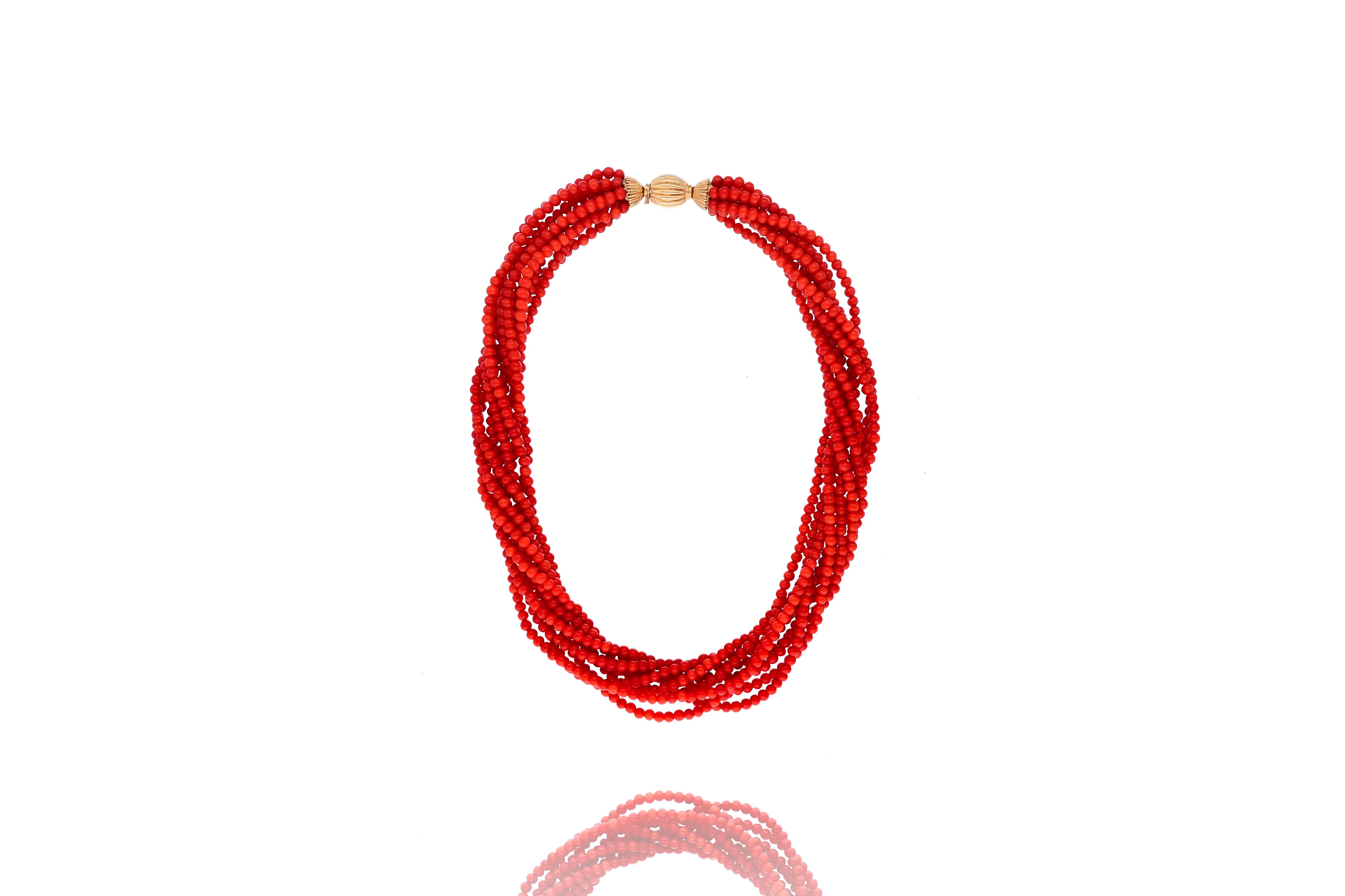 Collana in corallo a sette fili - Asta Preziosi
