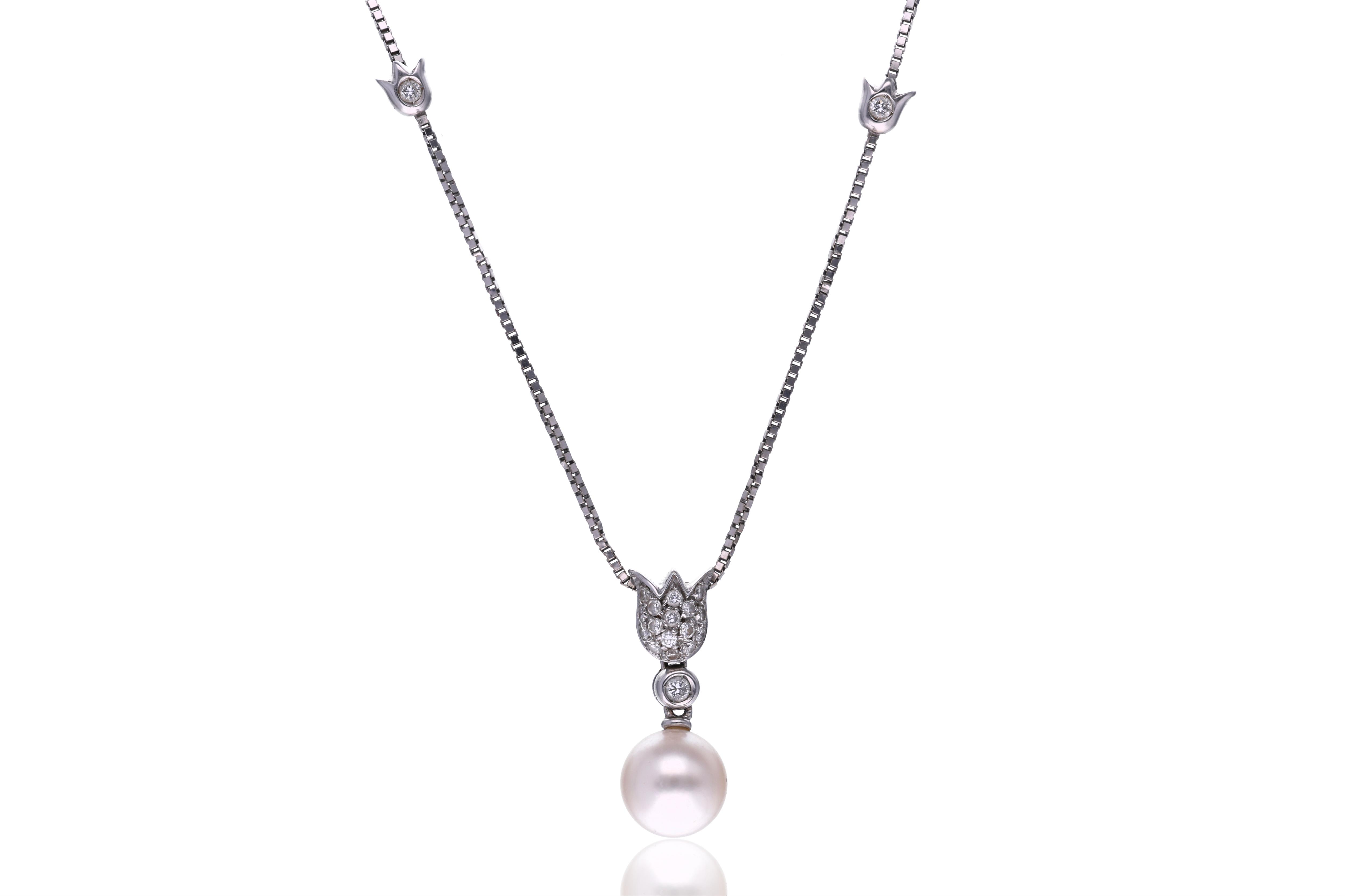 Damiani, collana con perla coltivata e diamanti - Asta Preziosi