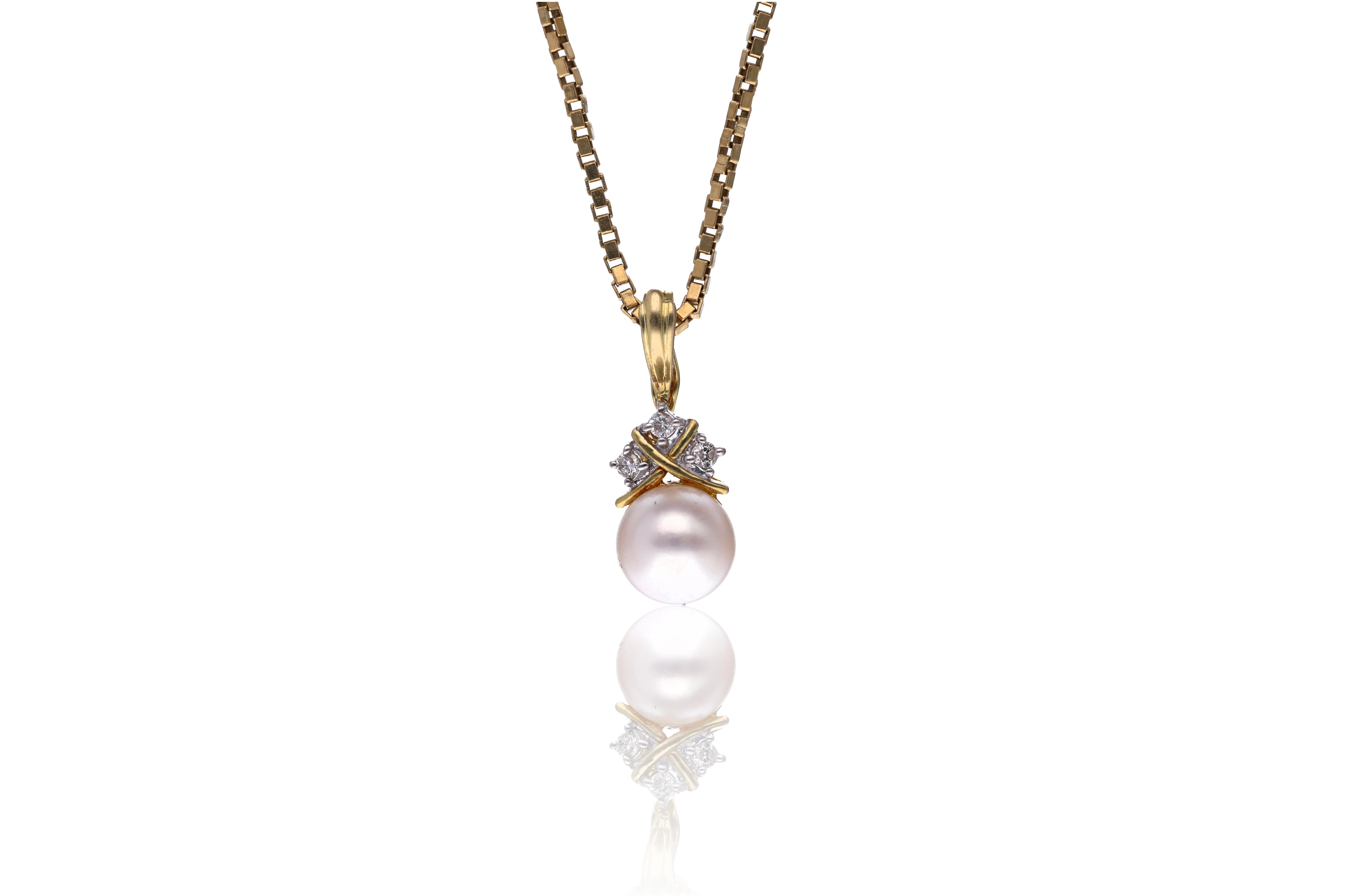 Collana, ciondolo con diamanti e perle coltivate - Asta preziosi