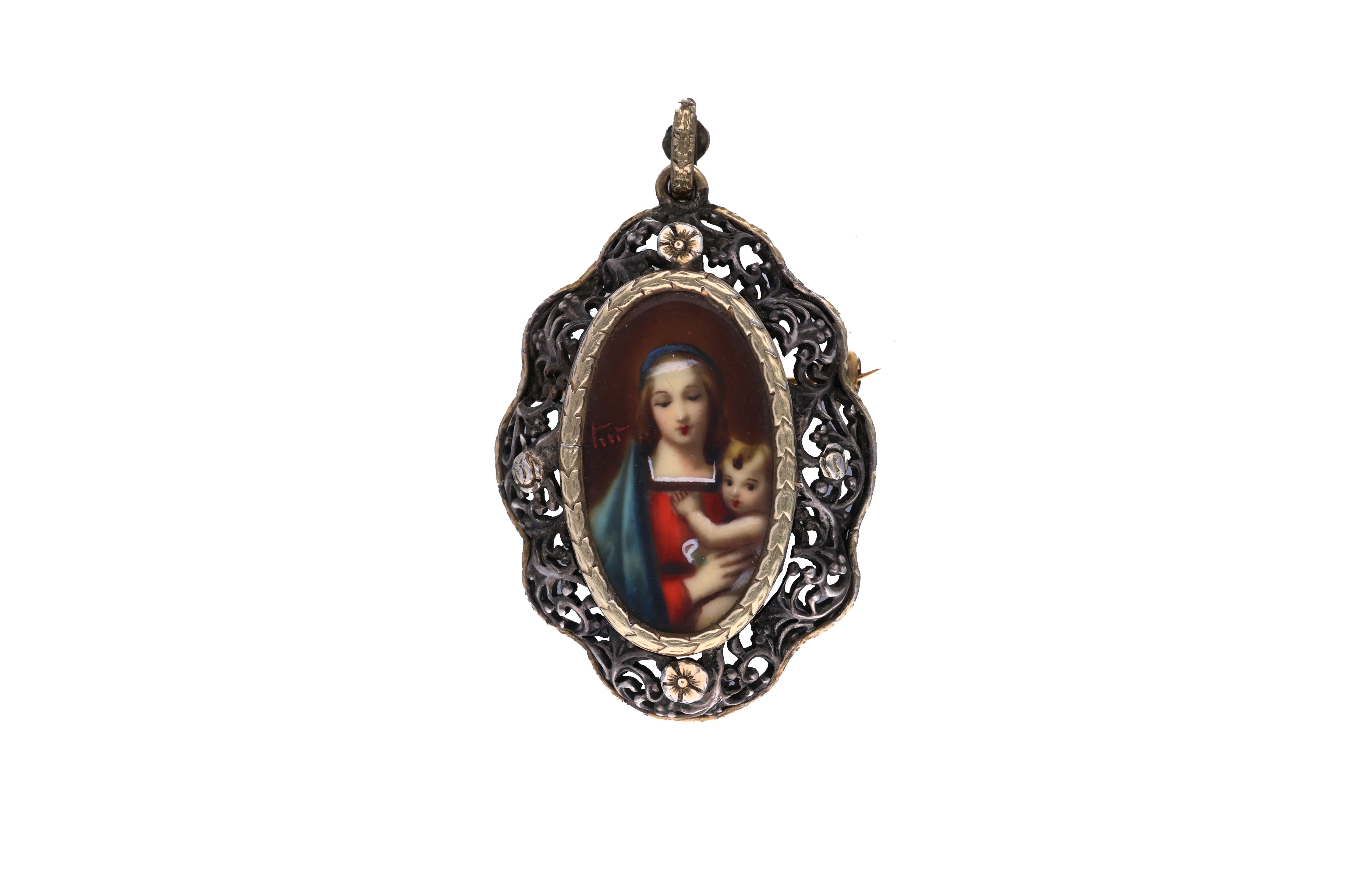 Spilla/ciondolo in argento e oro - Asta preziosi