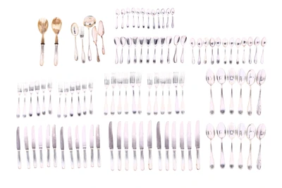 Servizio di posate, in stile inglese, in argento 800 - Asta Preziosi