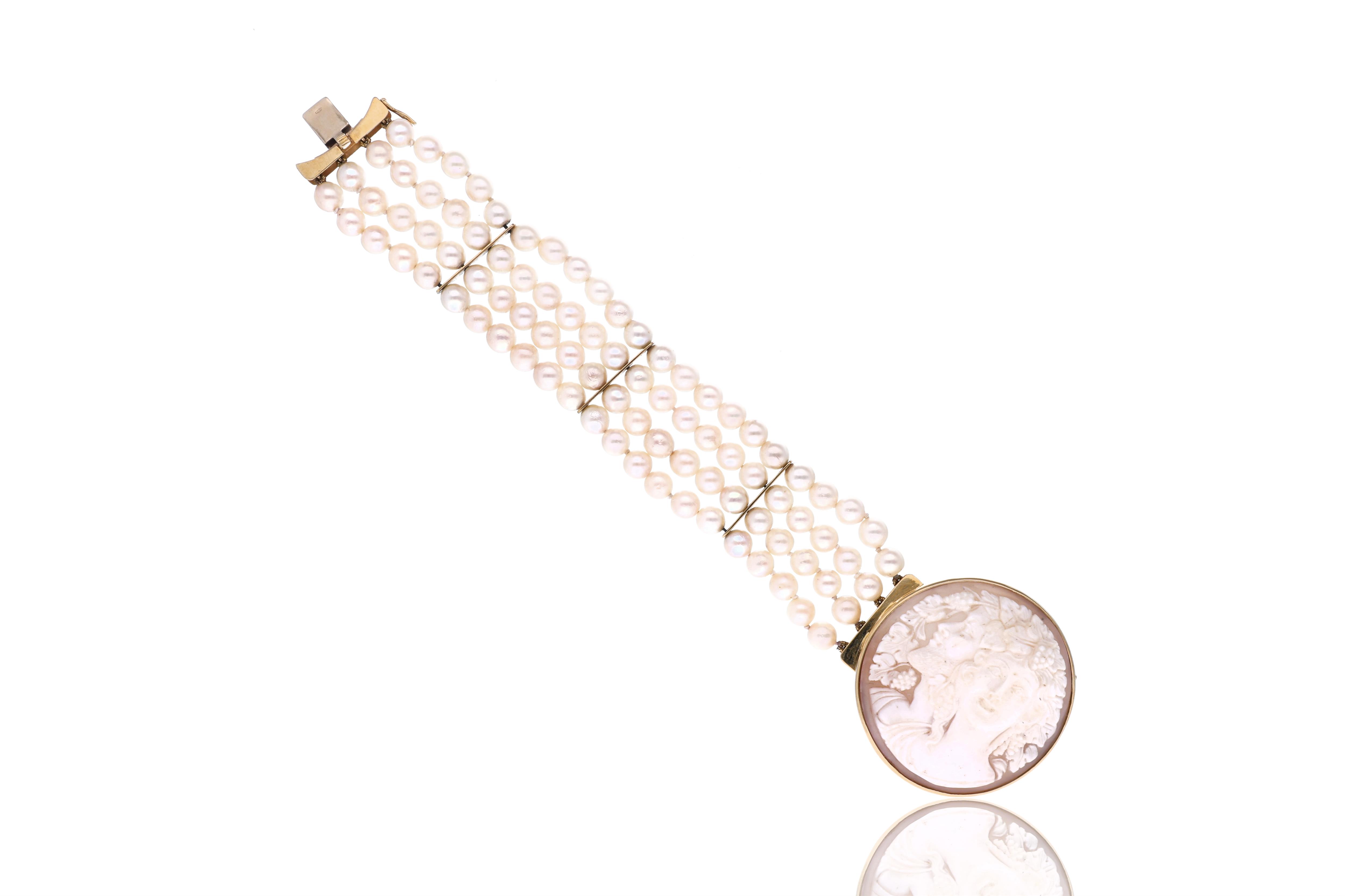 Bracciale in perle coltivate 6 mm con inserti in oro - Asta Preziosi