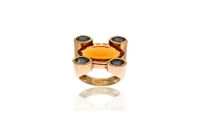 Anello con quarzo citrino e pietre - Asta Preziosi