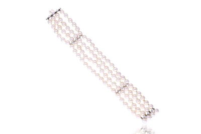Bracciale con diamanti e perle coltivate - Asta Preziosi