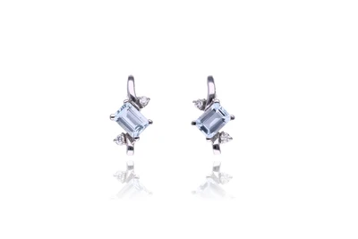 Paio di orecchini con acquamarina e diamanti - Asta Preziosi