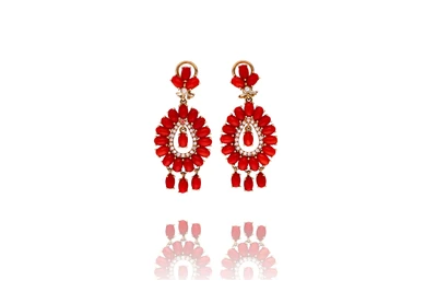 Paio di orecchini con diamanti e coralli - Asta Preziosi