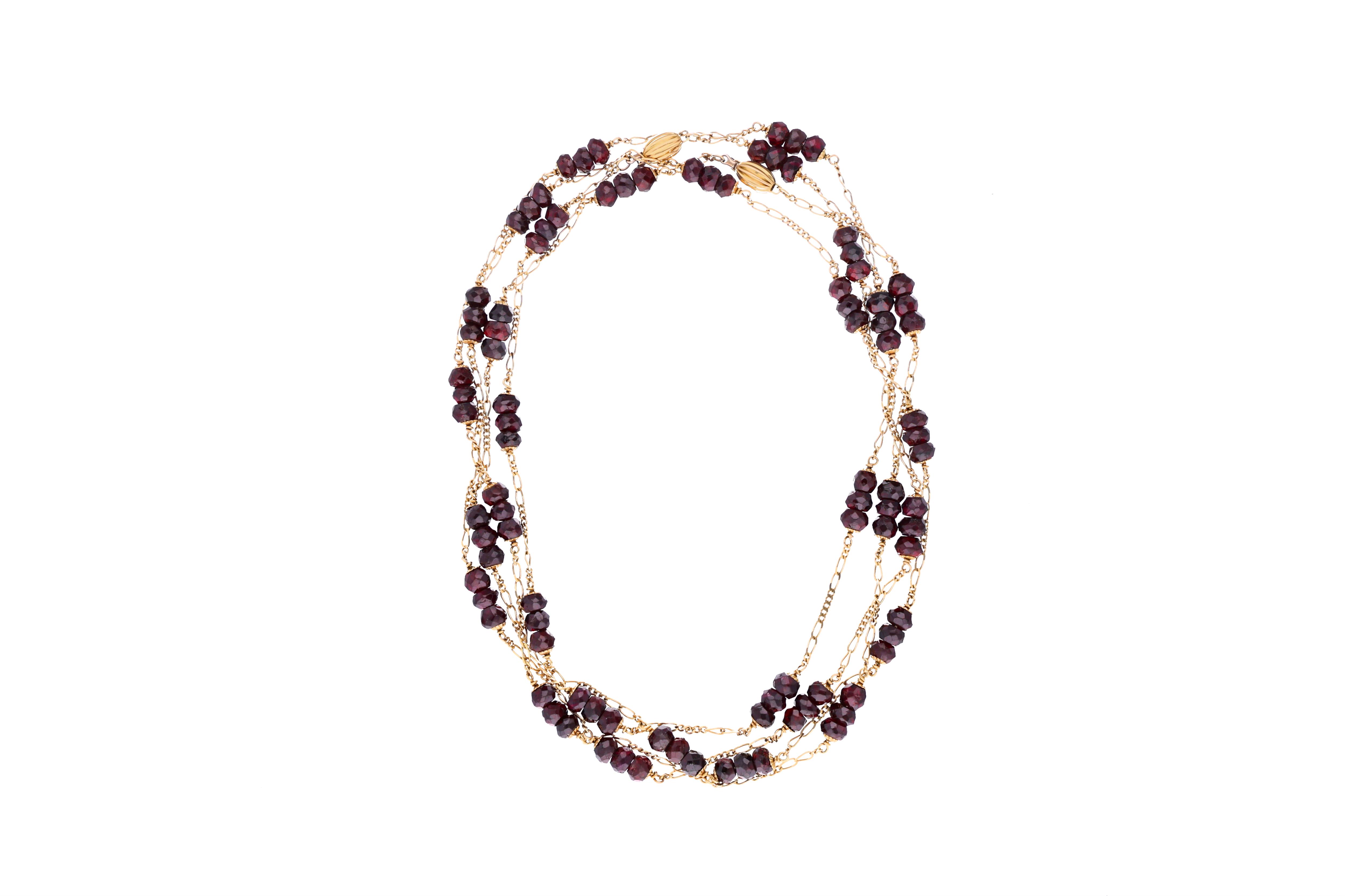 Collana scomponibile in due parti con granati - Asta Preziosi